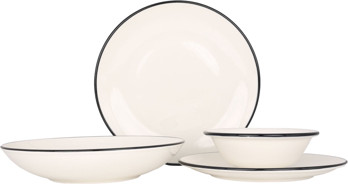 Bonna Serviesset (Large) - Linea Black - 24 delig - 6 persoons - Porselein