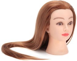 Kappersoefenhoofd met houder van echt haar voor training, opleiding en praktijk - kapper, trainingshoofd, schoonheidsspecialisten.