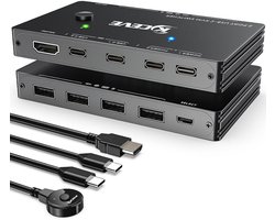 USB-C KVM-switch voor 2 computers met 4K@60Hz en 87W PD Snelladen