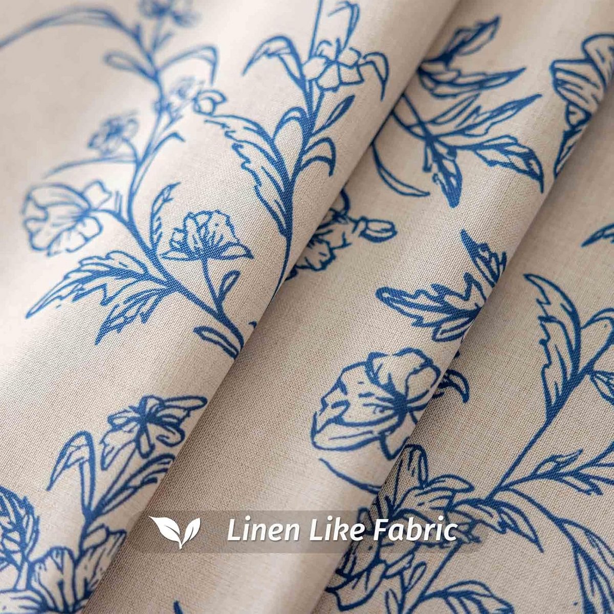 Ronde Tafelkleed Blauw Bloemenprint Diameter 150 cm Vlekbestendig Waterdicht Polyester