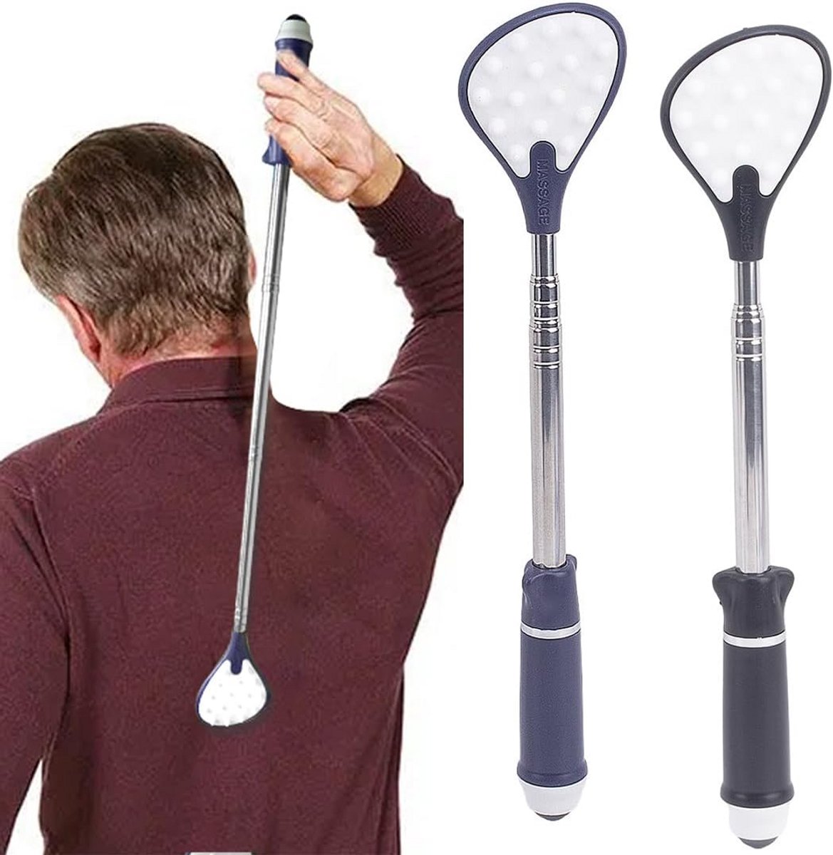 Telescopische Rugkrabber Set van 2 Stuks - Uitschuifbaar tot 61 cm met Massageballen