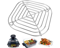 Airfryer rooster - RVS 304 - Vierkant Bakrooster - 20x20cm - grillrooster - Geschikt voor Ninja Foodi - Bakrooster - Afkoelrek & Stoomrek - Airfryer Accessoires - Vaatwasserbestendig - Zilver