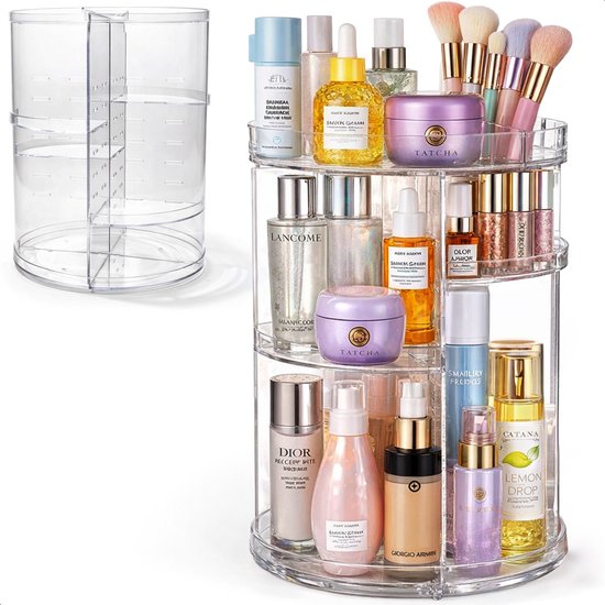 Vimora Make Up Organizer 360º Draaibaar - Skincare organizer- Voor make up tafel - Transparant