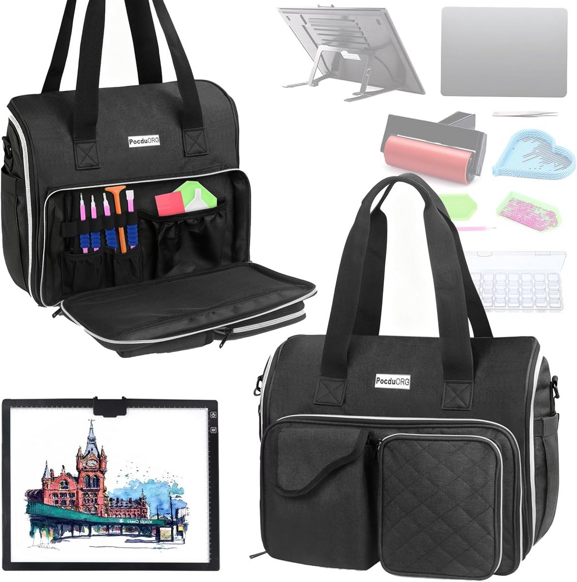 Draagbare Opbergtas voor A4 Light Pad en Diamant Schilderen Accessoires - Reisorganizer