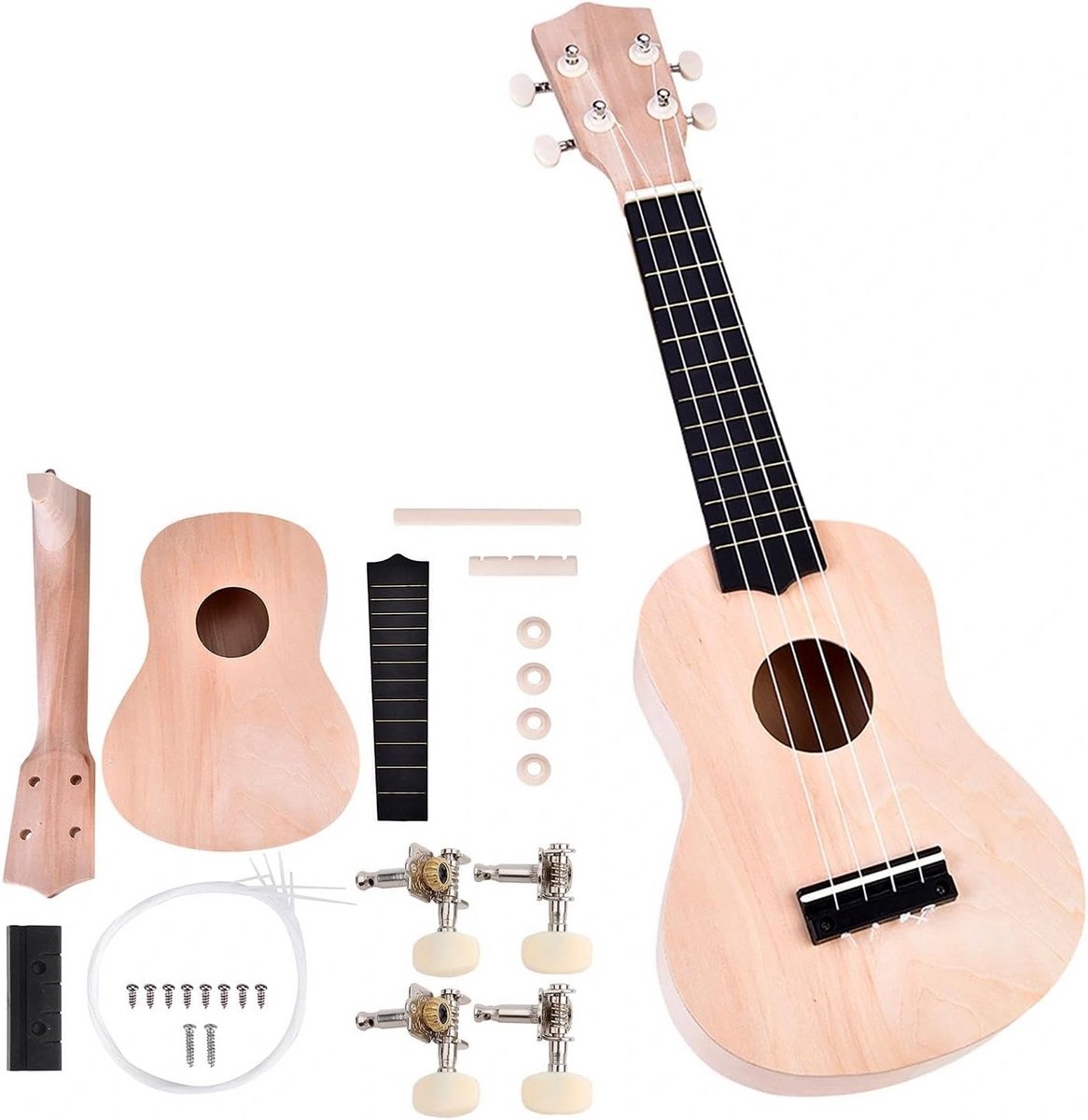 Doe-het-zelf Ukelele Bouwpakket 21 Inch - Leer Je Eigen Instrument Maken
