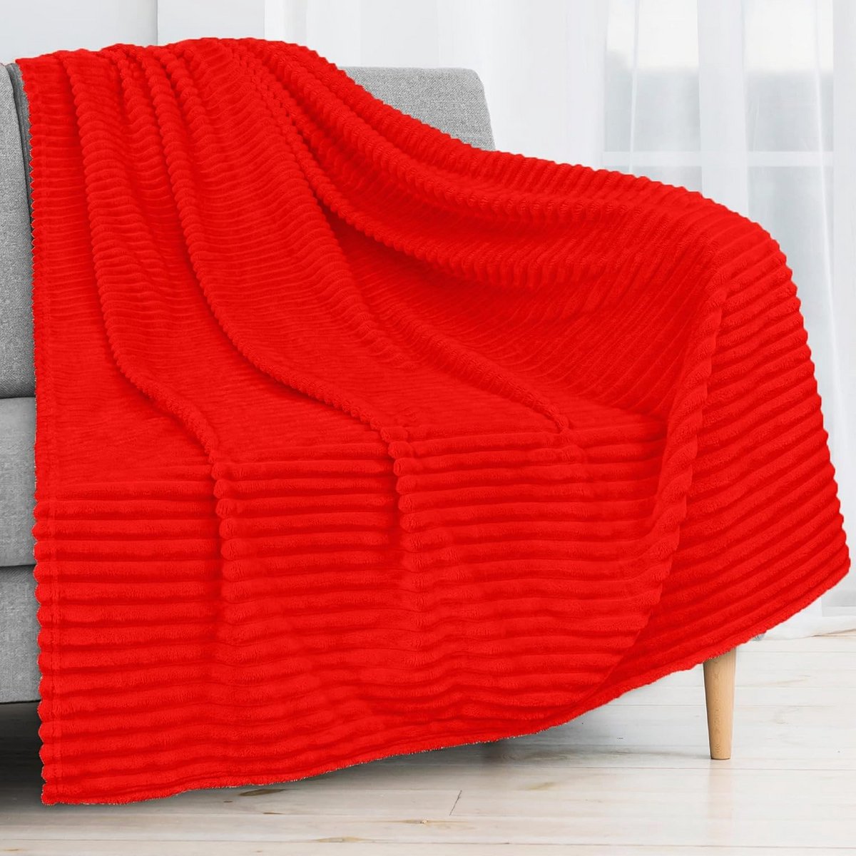 Luxe Zachte Sherpa Plaid Deken 220 x 240 cm voor Bank en Bed Rood