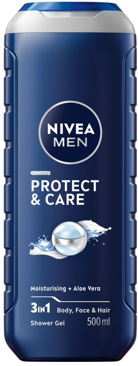 NIVEA MEN Protect & Care Douchegel Mannen - 3-in-1 Shower Gel met Aloë Vera - Shampoo - 500ml