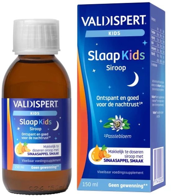 Valdispert Slaap Kids siroop - Passiebloem ontspant en is goed voor de nachtrust* - Geen gewenning** - Met sinaasappelsmaak - Kids vanaf 3 jaar - 150 ml