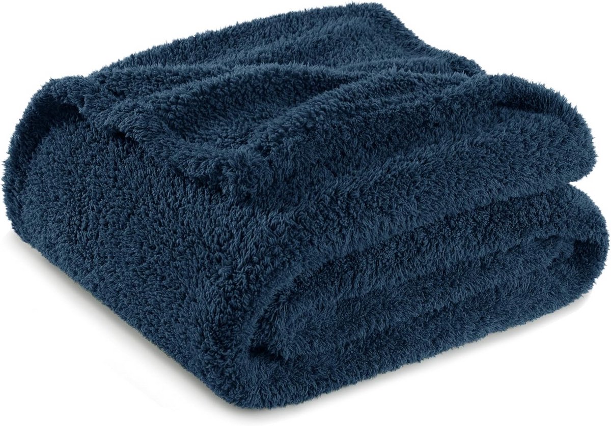 Superzachte en Warme Fleece Deken voor op de Bank of als Bedtrans, 150x200 cm, Marineblauw