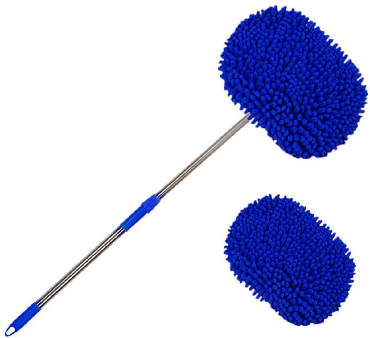 Riloer Car Wash Borstel met Chenille Reservekop en Verstelbare Steel 60-118cm - veelzijdige autowasborstel voor auto, truck, SUV en huishoudelijk g...