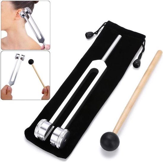 Stemvork mid Ohm 128 Hz - Chakra balanceren / activeren - Diapason - Tuning fork - Inclusief stoothoutje en zakje - Klanktherapie / meditatie / yoga / ontspanning - Metaal - Zilver - Jonyx van Merkloos — afbeelding 5