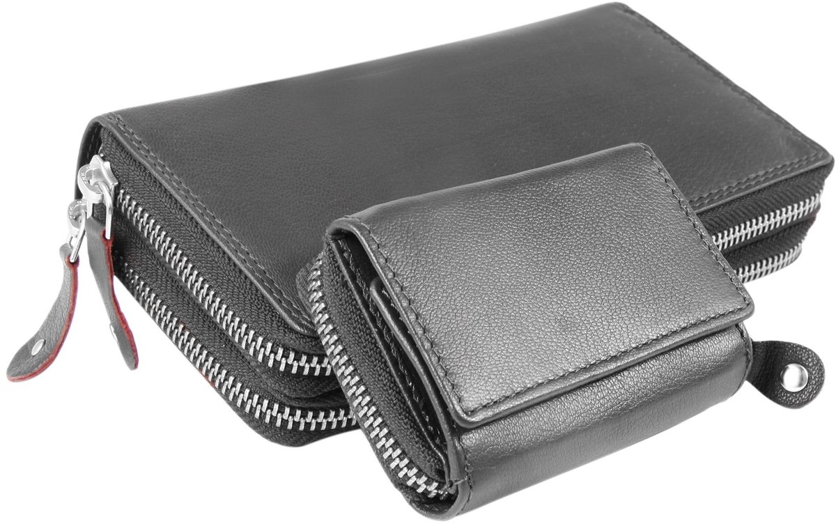 JUST Gewoon Unisex Portemonnee JU40007 Echte leren portemonnees in een set, RFID-bescherming