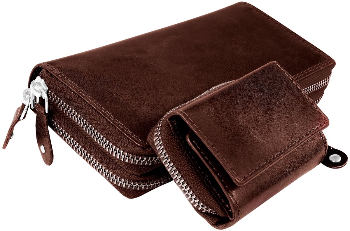 JUST Gewoon Unisex Portemonnee JU40006 Echte leren portemonnees in een set, RFID-bescherming