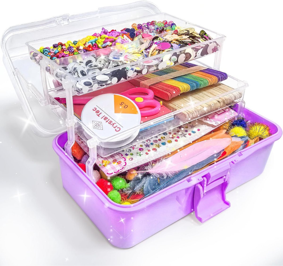 RONN® Knutselkoffer - Knutseldoos - Knutselpakket - Paars - 30cm x 18cm x 14cm