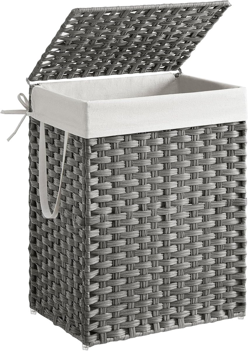 Hoppa! Wasmand - Grijs - Pp-Kunststof, Staal, Polyesterstof - 5 x 32 x 61 cm (B x D x H)