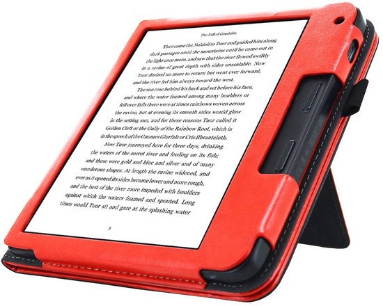 Hoesje Geschikt voor Tolino Vision 6 Sleepcover Luxe Hoes Rood van Hoesje  — afbeelding 2