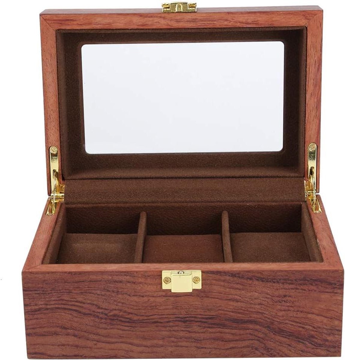 Houten Horlogedoos met 3 Sleuven - Klassiek Design - Uitneembare Kussens - Geschikt voor Diverse Horloges - Zwart - Opbergbox voor Sieraden