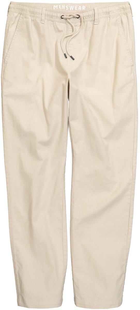 Men Plus - Heren - broek van linnenmix Relaxed Fit elastische tailleband tot 8XL - Kiezelgrijs - Maat XXL