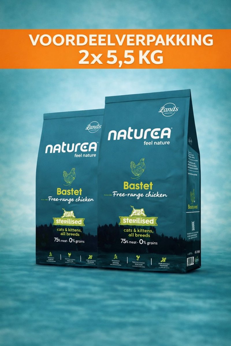 Naturea Naturea Grainfree Cat Lands Bastet Free Range Chicken 2x 5,5 kg Voordeelverpakking - Kat