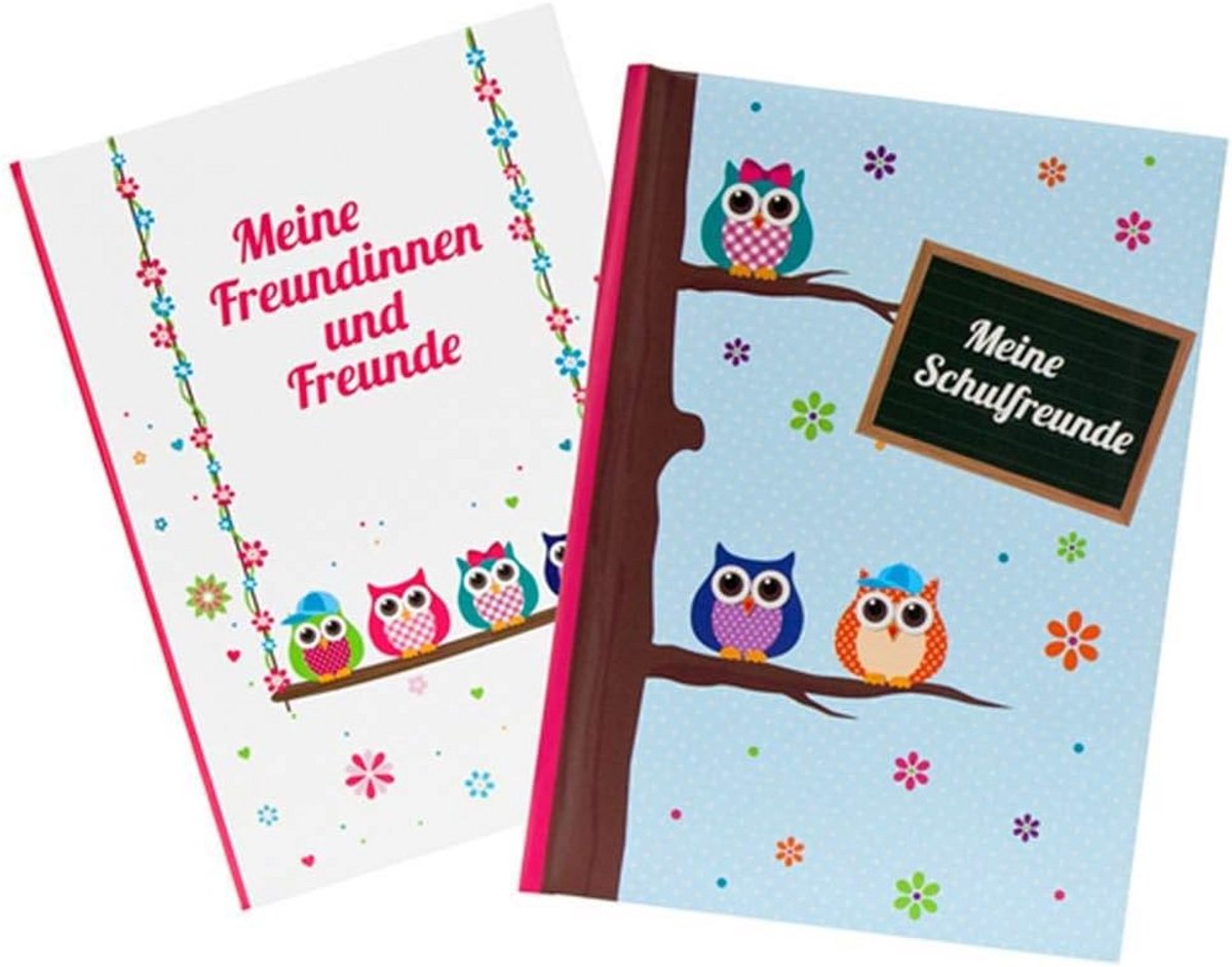 Vriendenboek A5 Uilenillustratie 72 Pagina's voor Kinderen en Cadeau