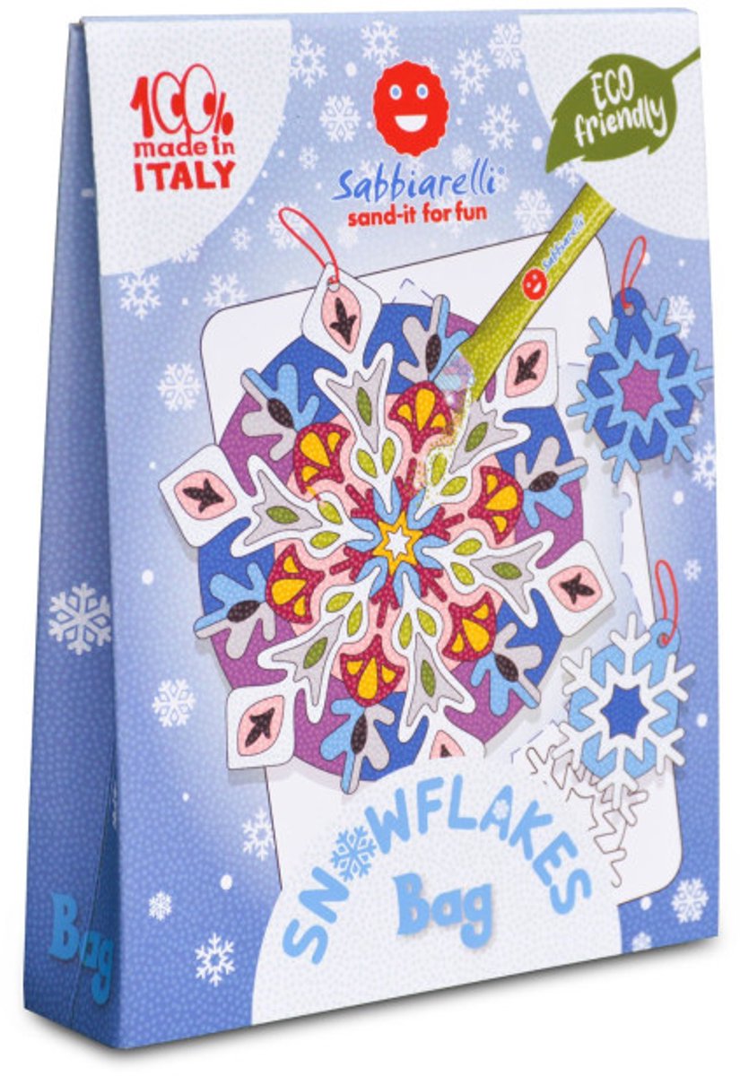 Sabbiarelli creatief zandschilderen sneeuwvlokjes tas set.
