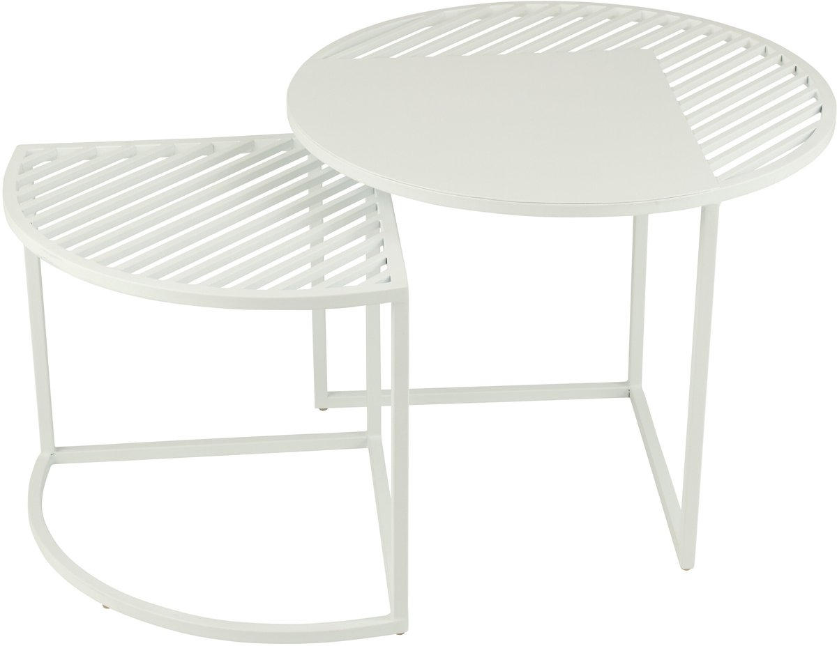 J-Line bijzettafel Outdoor Rond - metaal - wit - set van 2