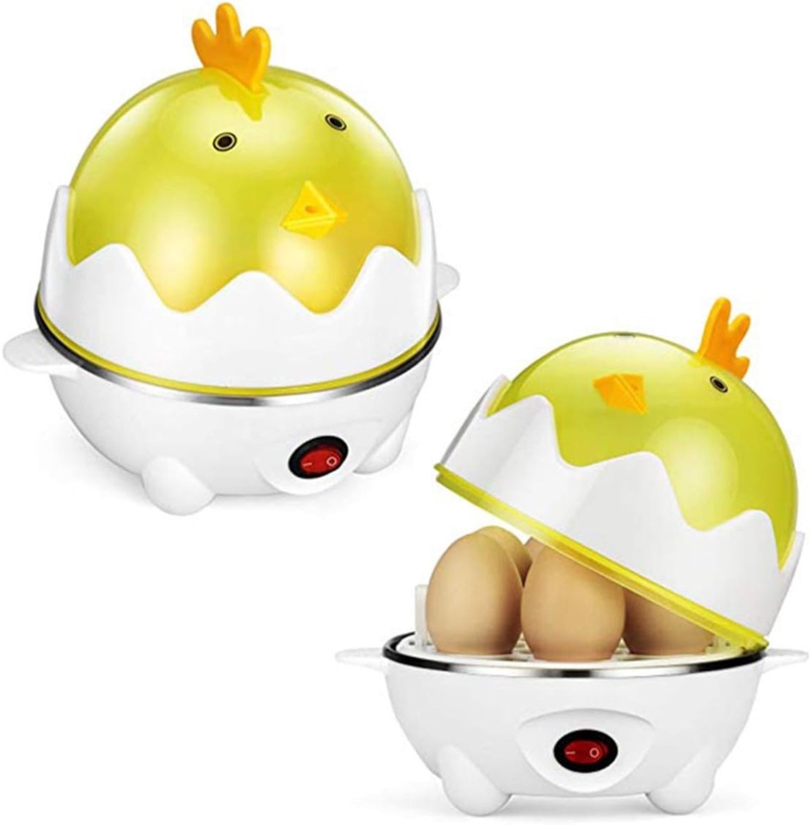 REN® Eierkoker Electrisch - Eierkoker - Eierkoker met Timer - 1-7 eieren - Geel - 16cm x 16cm x 17cm