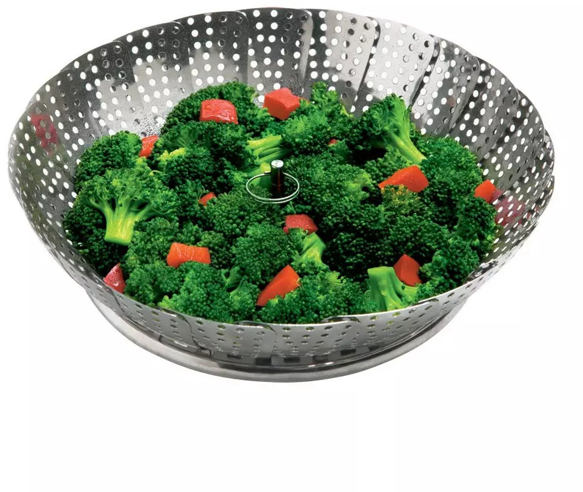 KINGHOFF - Stoommandje - Groente Stomer voor Pan - Stoominzet Koken Gezond - Opvouwbaar Stoomrek - Stomen zonder Olie - Staal - ø24 cm - Zilver — cadeau in Kookcadeaus - foto 5