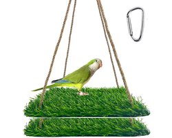 2 stuks Vierkante vogelschommelmat - Papegaaienschommel - Vierkante hangmat - Hangende hangmat - Schommelhangmat voor reptielen - Hangmat voor baardagamen - Geschikt voor baardagamen, hagedissen, vogels en papegaaien - Groen