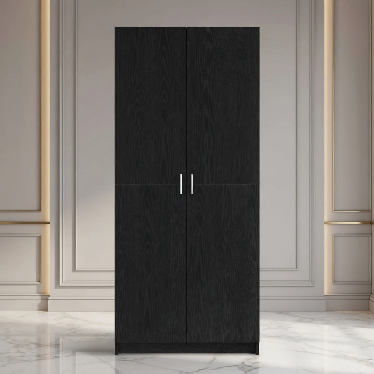 Moderne Kledingkast Zwart Eiken 80x51x180 cm – Vrijstaande Opbergkast met Verstelbare Planken – Stijlvolle Slaapkamerkast voor Volwassenen – House&Garden