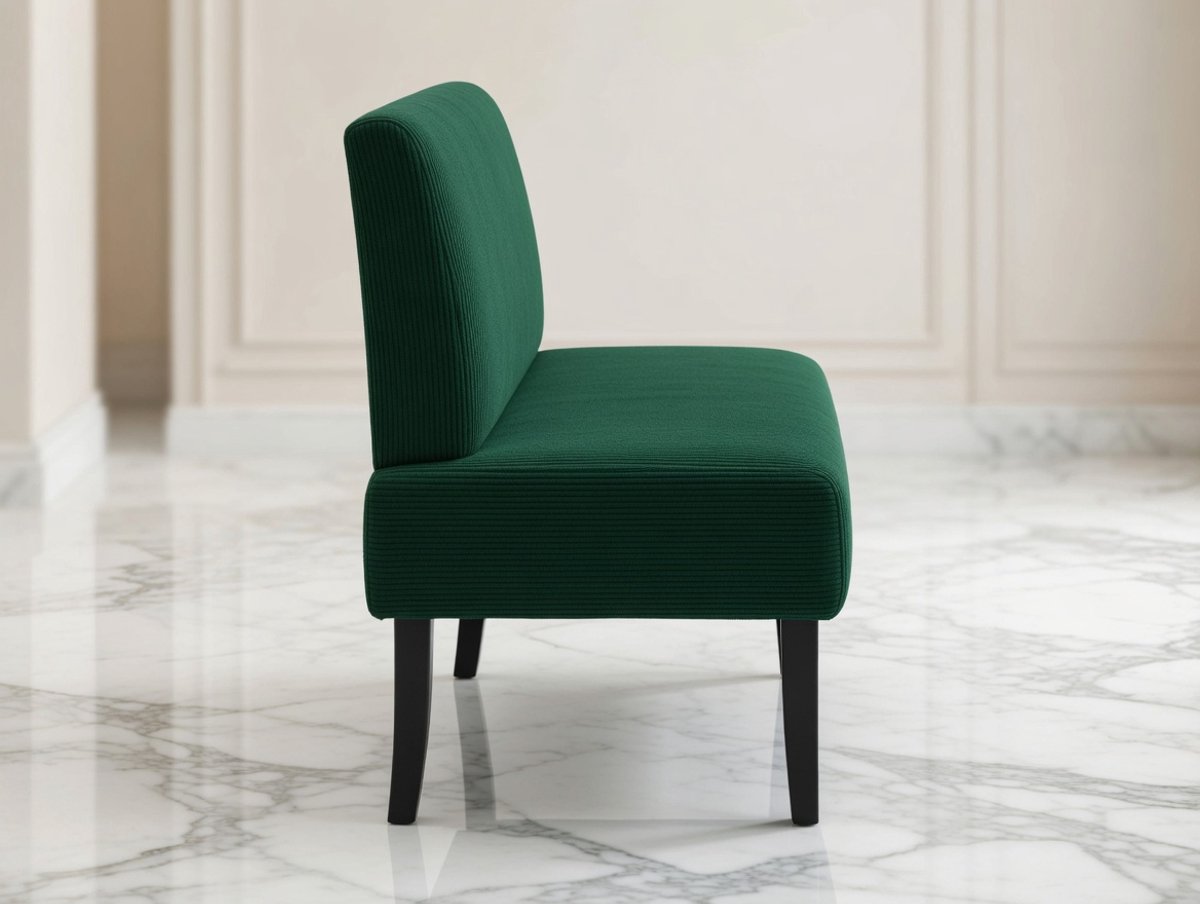 Luxueuze 2-Zits Corduroy Bank – Gestoffeerde Loveseat Zonder Armleuningen – Compacte Sofa voor Woonkamer, Slaapkamer, Entree of Kantoor – Comfortabele Loungebank Groen House&Garden