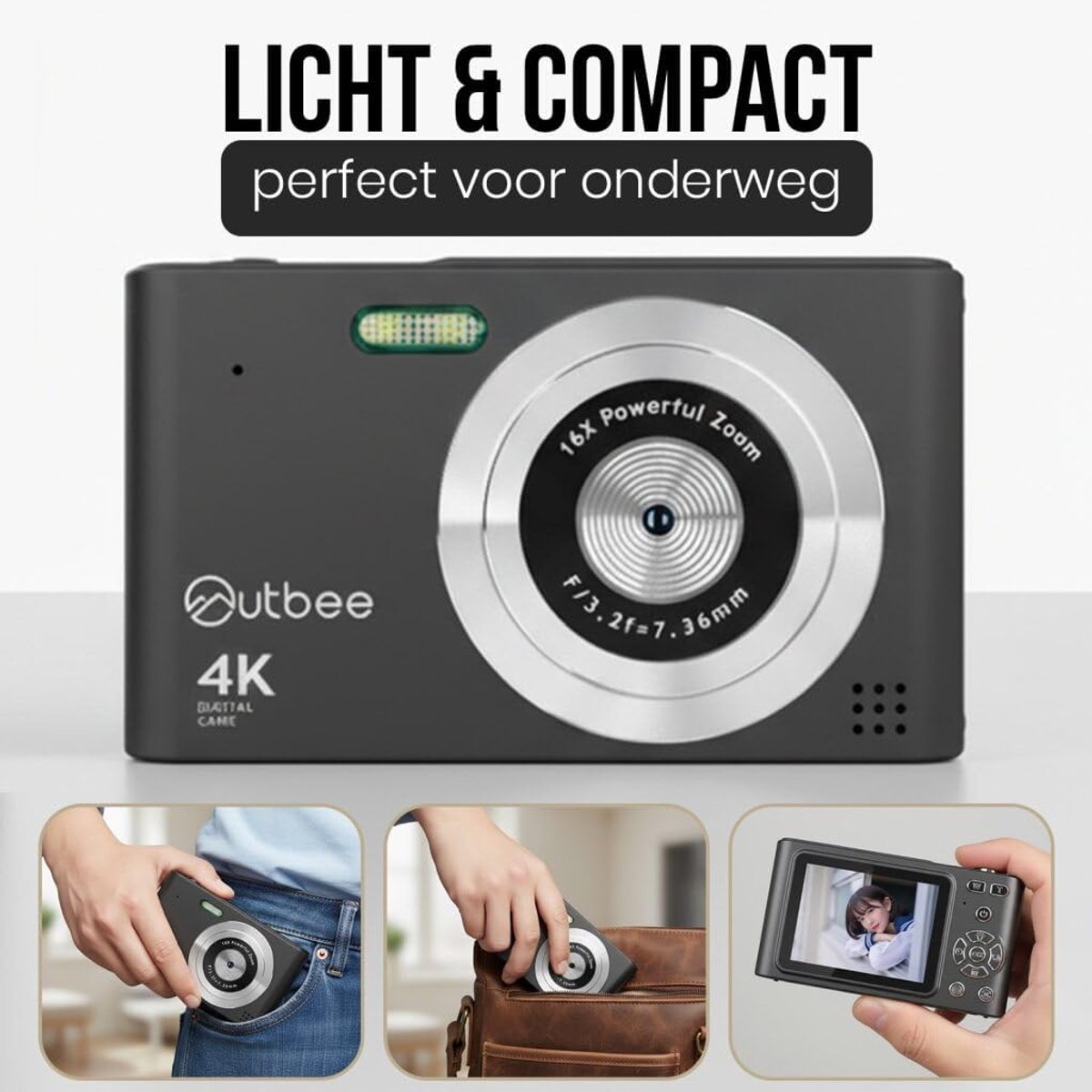 Digitale Camera - HD Camera Compact - Momenten Vastleggen - 2.4 Inch Display Zoom