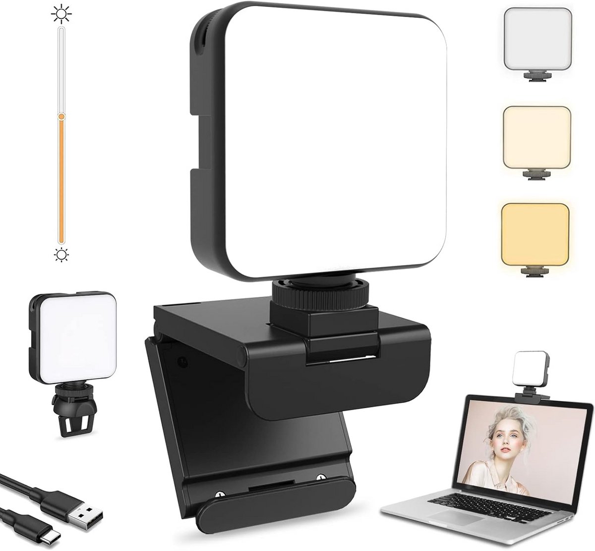 Streamingslamp - Videoverlichting - Professioneel Zelf - Ingebouwde Webcam Clip - 9.98 x 8.51 x 68.02 cm - Wit