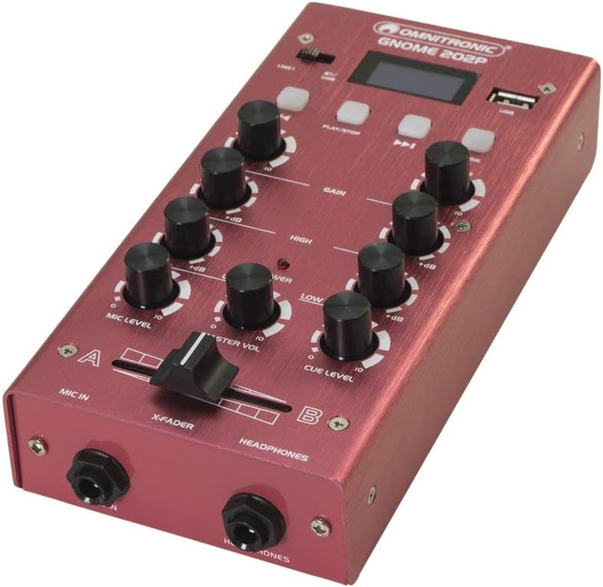 Mini DJ Mixer - Compacte Controller - Muziek Mixen - Bluetooth en MP3 - Tafelmodel - Rood