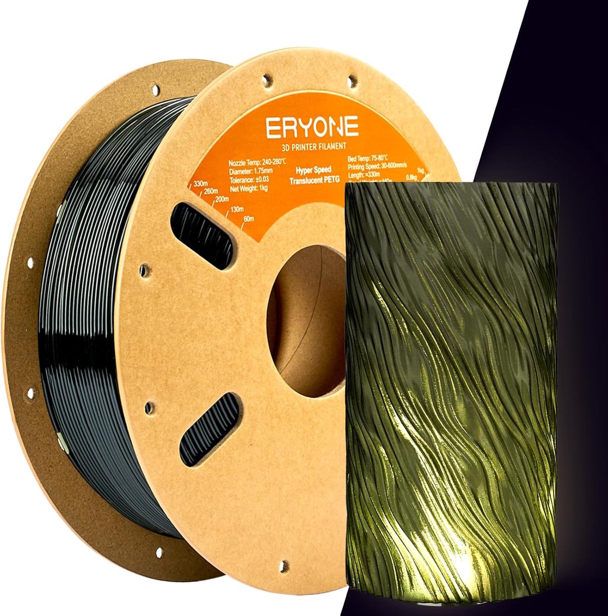 3D Printmateriaal - PETG Filament - Snel Printen - Hyper Snel - 1.75mm 1kg - Transparant Donkergroen