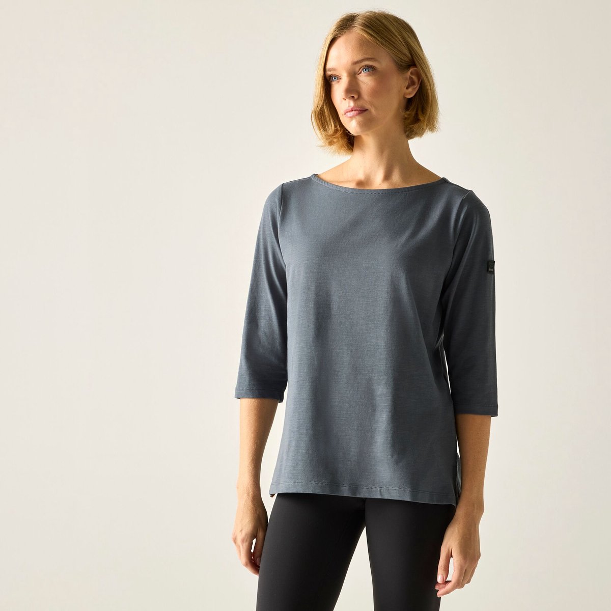 Dames Pevia T-shirt met 3/4 mouwen en relaxte pasvorm Grijs