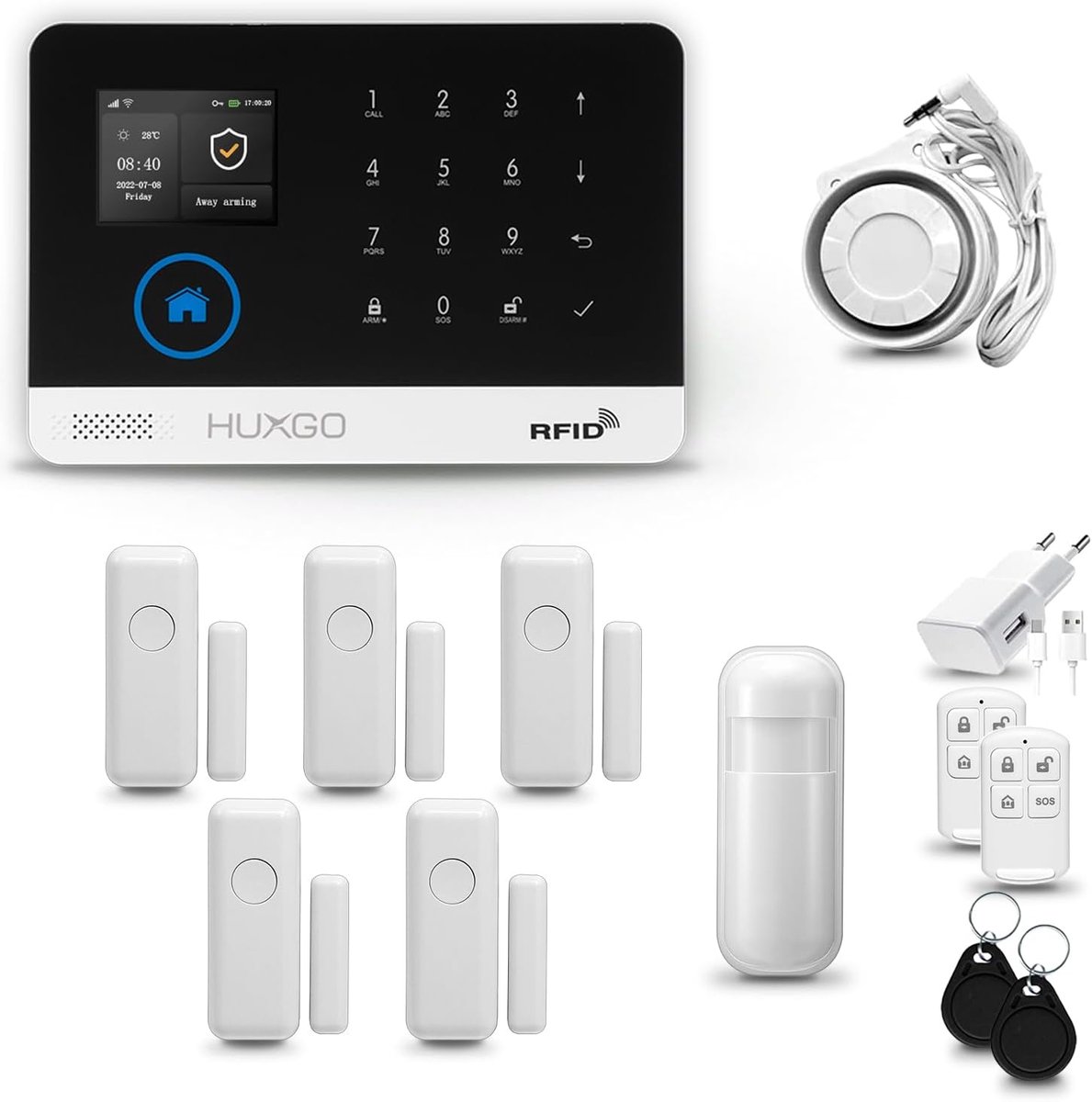 Draadloos Alarmsysteem Set - Huis Beveiliging Kit - Veiligheid Thuis Kantoor - WiFi GSM Dubbel Kanaal
