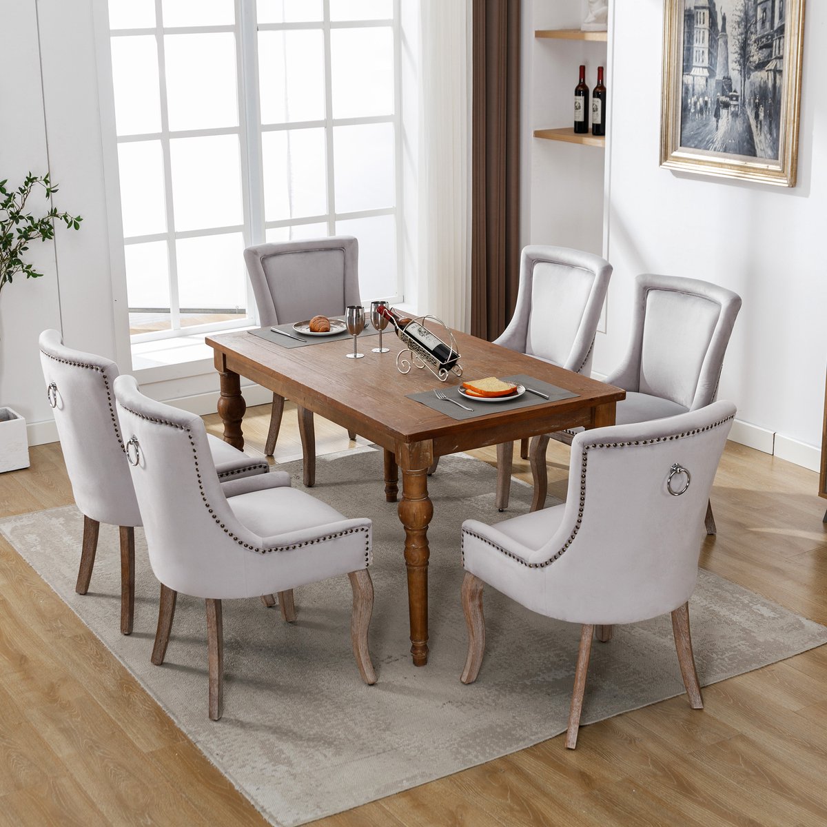 HAUSS SPOLE Eetkamerstoel - Luxe Fluwelen Design - Comfortabel Met Gebogen Rugleuning - Voor Eetkamer En Slaapkamer - Grijs