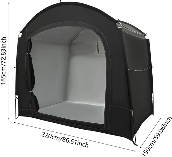 Cellista Fietsopslag Tent - Fietsenstalling Overkapping - Fiets Tent Waterdicht - Fietsberging Buiten - Fietsenstalling 3-4 Fietsen - 220×150×185 cm - Motor opslag tent van Merkloos — afbeelding 2