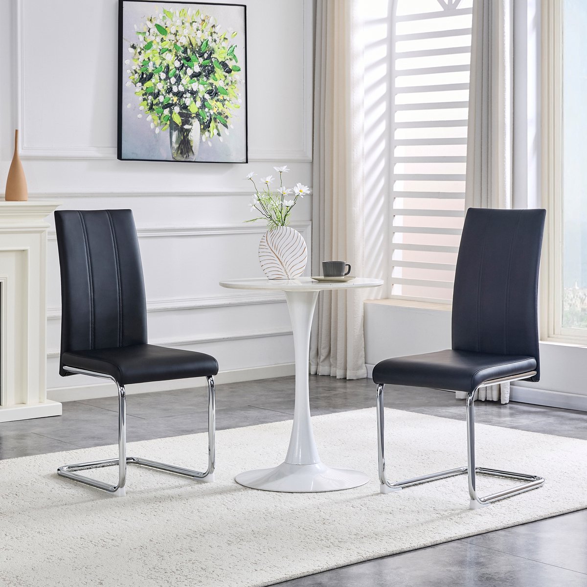 HAUSS SPOLE Eetkamerstoel - Modern Design - Comfortabel En Ergonomisch - Voor Eetkamer, Keuken En Werkkamer - Metaal Zwart