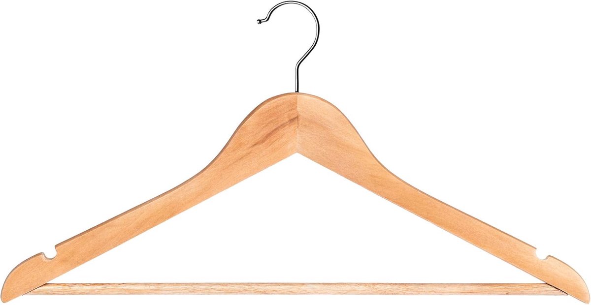 Houten Kledinghanger - Garderobe Hanger - Orde in Kast - Twee Inkepingen - 45 x 23 cm - Bruin