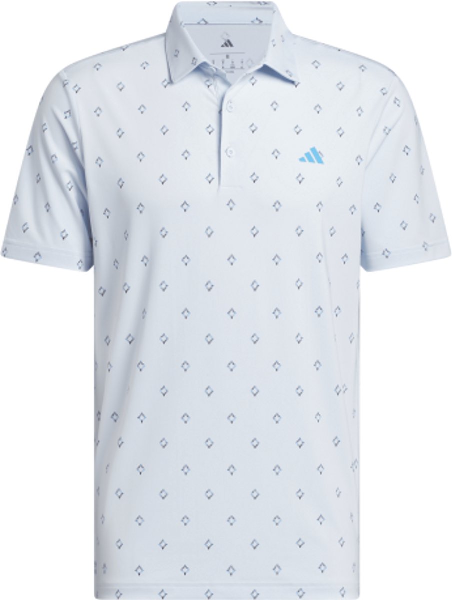 Adidas Ultimate Essence Print Climacool Heren Golfpolo Lichtblauw