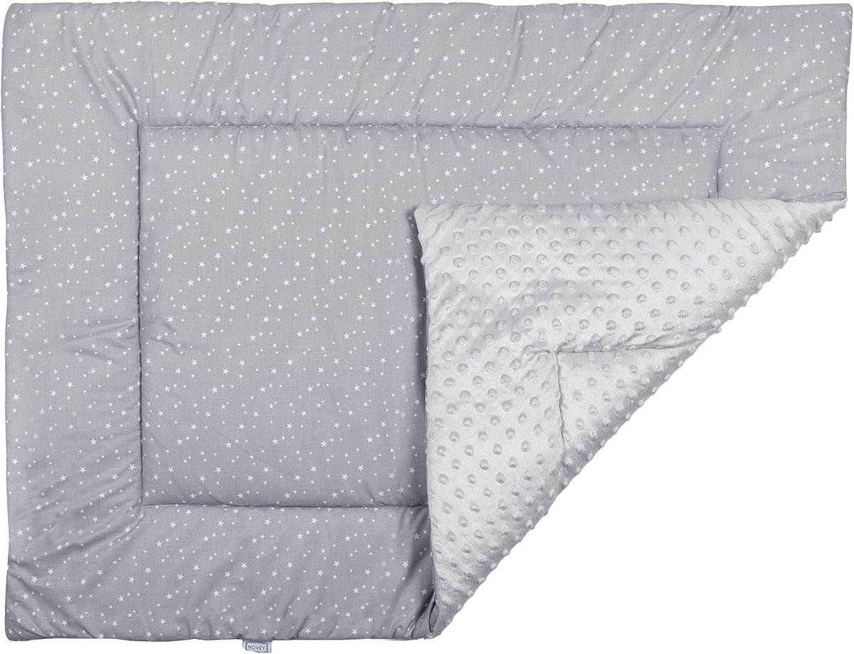 Boxkleed Sterren - Baby Speelkleed - Veilige Speelomgeving - Verschuift Niet Nopjesbodem - 75x95 cm - Grijs Beige