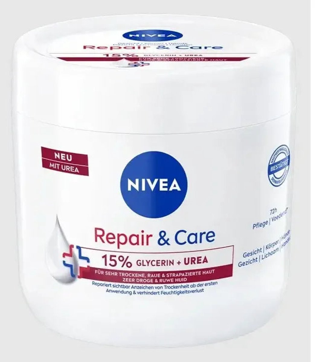 NIVEA Repair & Care Ureum Bodycrème - 15% Glycerine + UREA + Vitamine B5 - Barrière Crème voor Zeer Droge en Gebarsten Huid - 400 ml