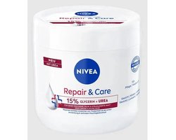 NIVEA Repair & Care Ureum Bodycrème - 18% Glycerine + UREA + Vitamine B5 - Barrière Crème voor Zeer Droge en Gebarsten Huid - 400 ml