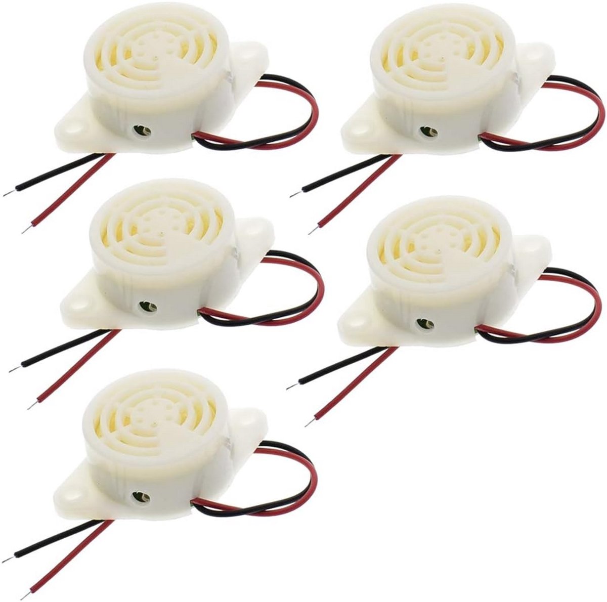 Alarm Buzzer Set - Geluidsmodule Pieper - Waarschuwingen Geven - 95 dB Hoog Geluid - 3-24V - Wit
