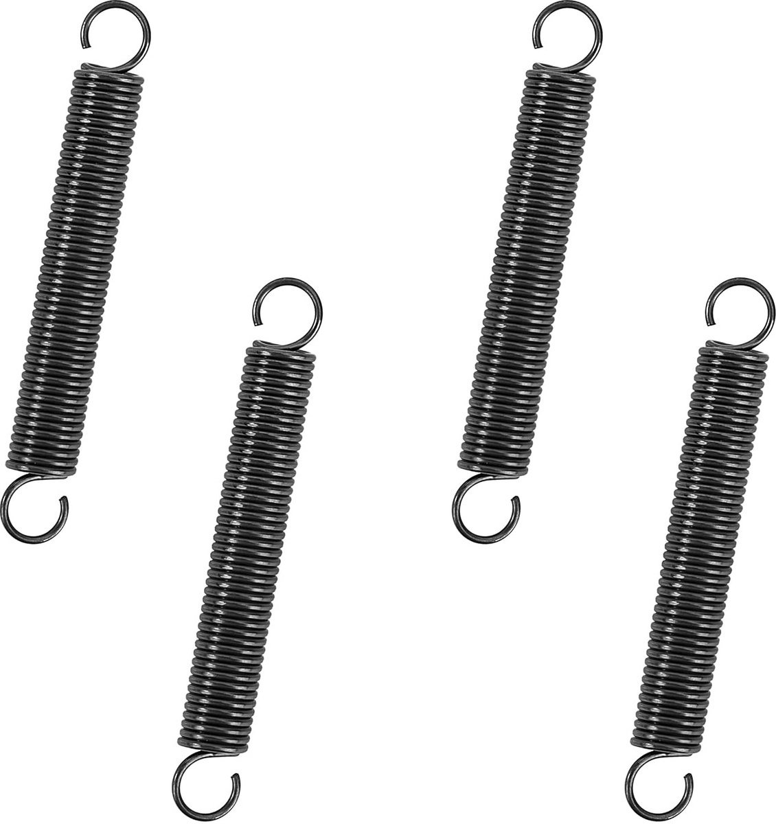 Verlengveren met Haken - Trekveren Set - Montage Werkzaamheden - Roestvrij Pianodraad - 60mm Lengte - Zwart