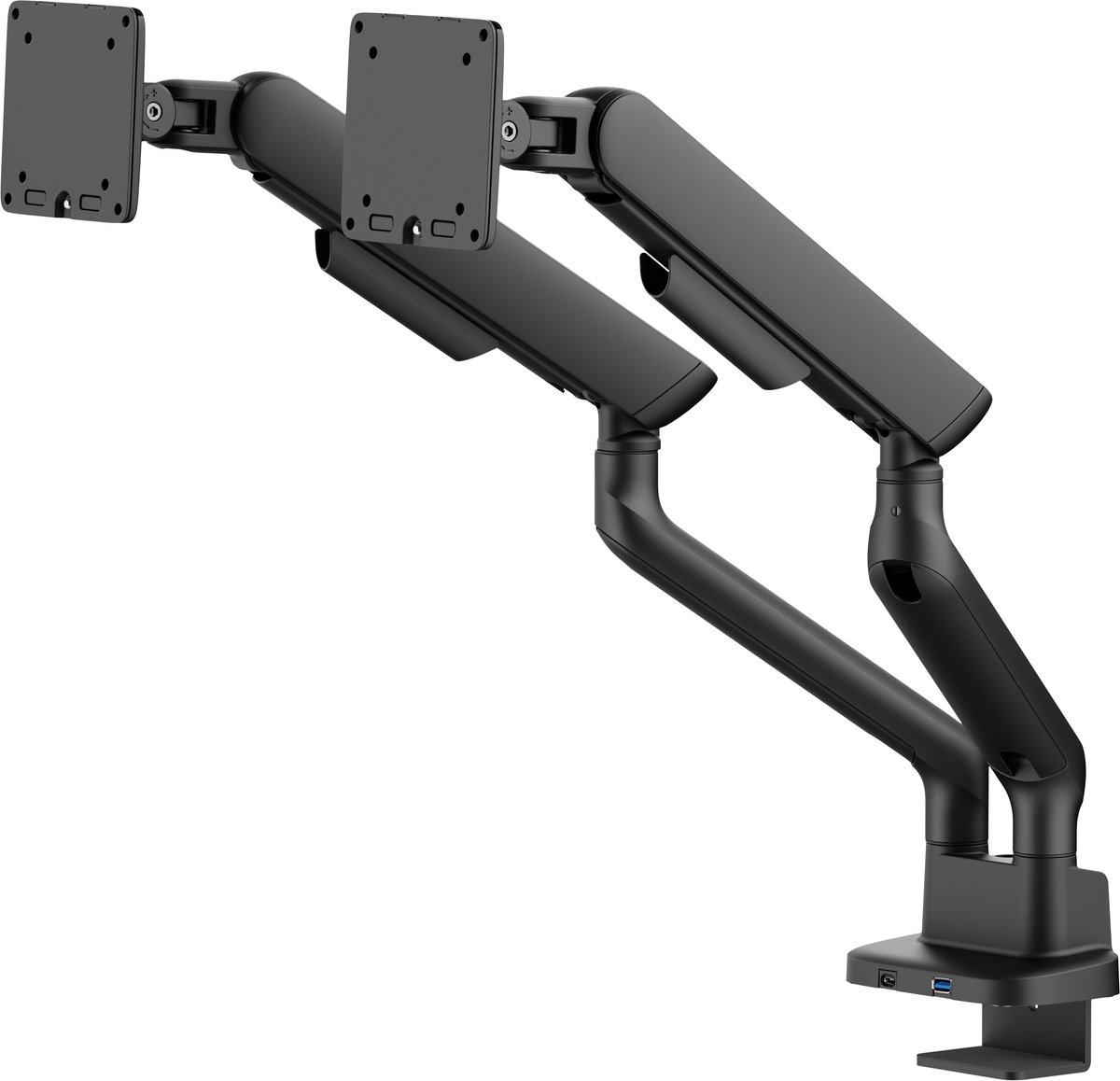 Alberenz Dubbele Monitor Arm Zwart met USB-C & USB-A - VESA 75x75 & 100x100 thumbnail 4