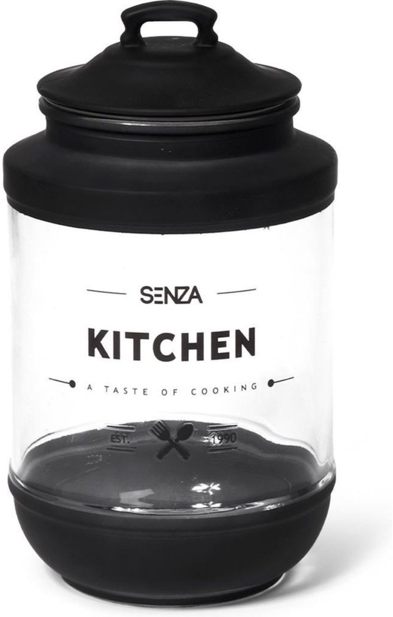 SENZA Glazen Voorraadpot Zwart Large