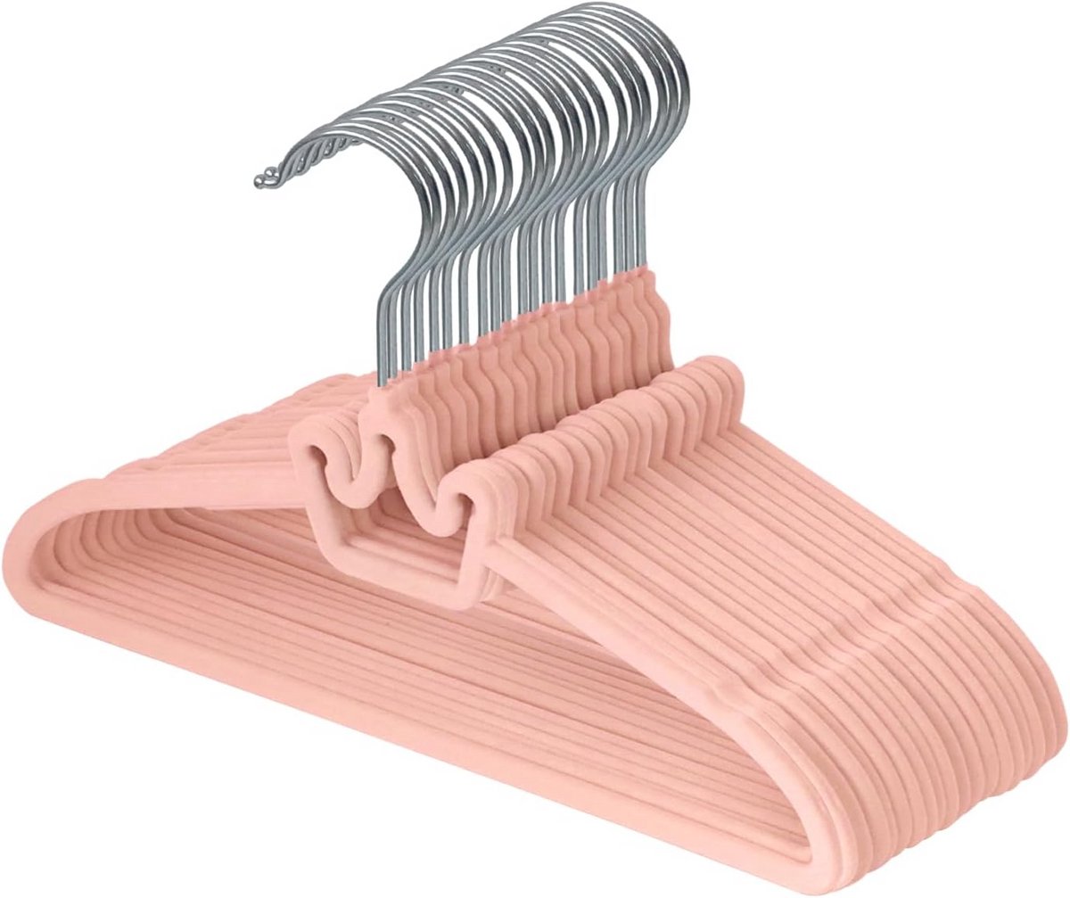 Babyhangers Set - Fluwelen Hangers - Kleding Opbergen - Antislip Ontwerp - 32 cm - Lichtroze